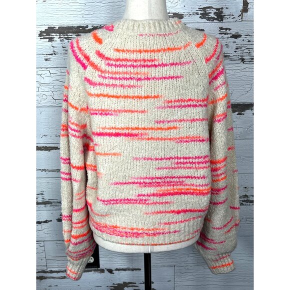 ANTHROPOLOGIE PILCRO Balloon Sleeve Crew Neck Sweater Multicolor Sz S EUC - Picture 2 of 5
